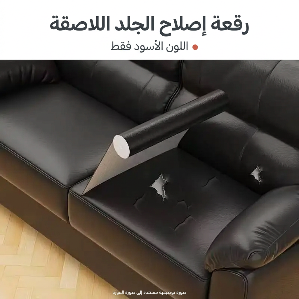 رقعة إصلاح الجلد اللاصقة — اللون الأسود فقط
